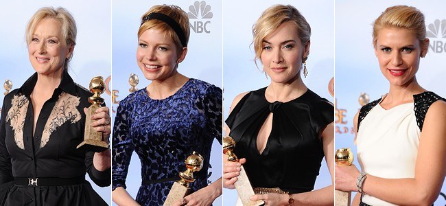 Meryl Streep, Michelle Williams, Kate Winslet y Claire Danes, triunfan en los Globos de Oro 2012