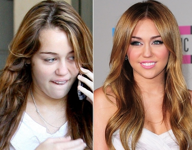La actriz Miley Cyrus sin maquillaje