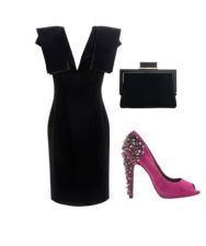 Look con una nota de color: negro y fucsia
