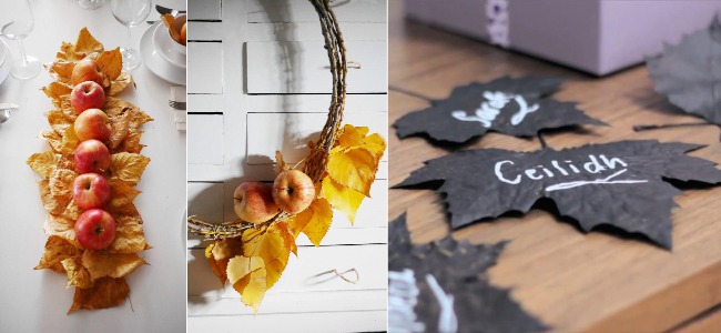 Ideas decoración DIY de otoño paso a paso: centro de mesa, corona rústica y etiquetas con hojas secas