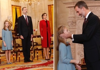 Letizia Ortiz, de rojo Varela, orgullosa madre de Leonor en la entrega del Toisón de Oro