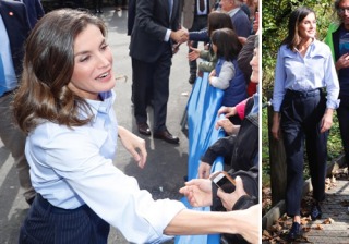 Letizia Ortiz despide Asturias con un look andrógino