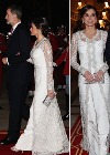 Primeros looks de Letizia en Marruecos: del recato lady a un vestido de novia con transparencias