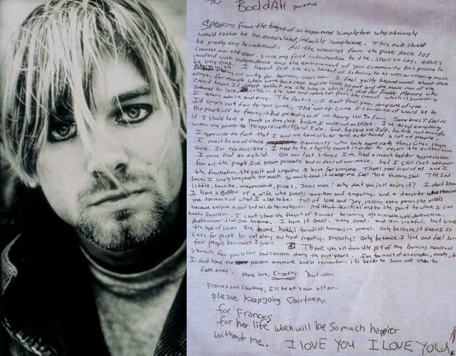 Kurt Cobain dejó una carta de despedida  Fotos  MujerdeElite