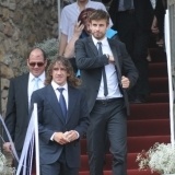 Carles Puyol y Gerard Piqué en la boda de Andrés Iniesta y Anna Ortiz