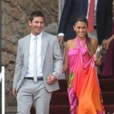 Leo Messi y Antonella Roccuzzo en la boda de Andrés Iniesta y Anna Ortiz