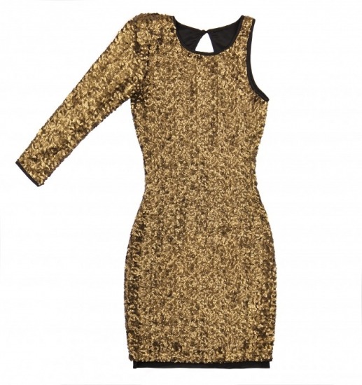 Foto Vestido dorado una manga