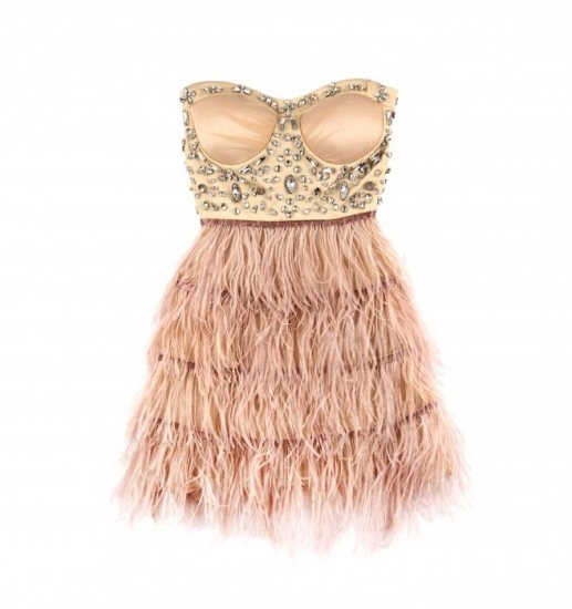 Foto Vestido con joyas y plumas