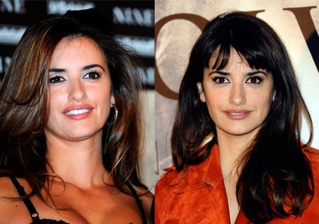 Foto Penélope Cruz con y sin flequillo