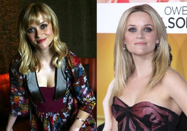 Foto Reese Witherspoon con y sin flequillo