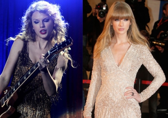 Foto Taylor Swift con y sin flequillo