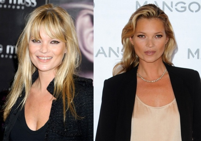 Foto Kate Moss con y sin flequillo