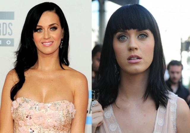 Foto Katy Perry con y sin flequillo