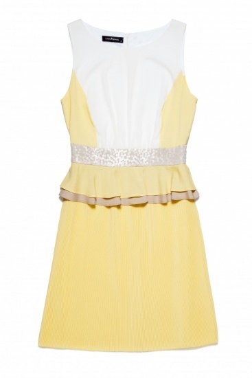 Foto Vestido corto amarillo y blanco ideal para una boda