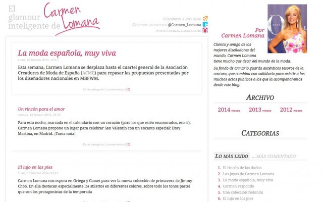 Foto El blog de Carmen Lomana, repleto de glamour inteligente