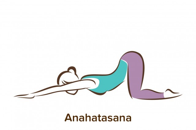 Foto Anahatasana, postura de reposo que ayuda a estirar la espalda a la vez que oxigenamos el cuerpo