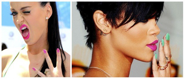 Foto Las manicuras y formas de uñas de Katy Perry y Rihanna