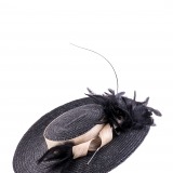 Sombrero de ala ancha en negro con plumas