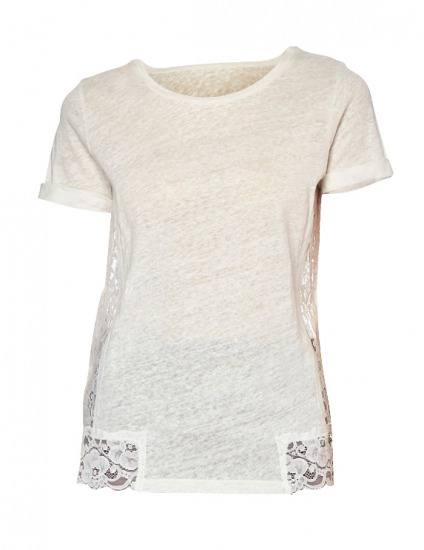 Foto Camiseta blanca de manga corta con detalles de encaje