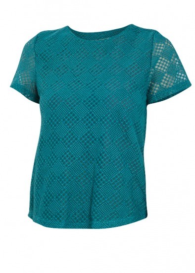 Foto Camiseta calada en azul verdoso