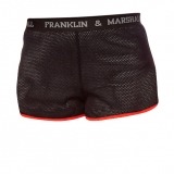 Shorts negros con tela de malla y ribete en rojo para ir a correr o al gimnasio